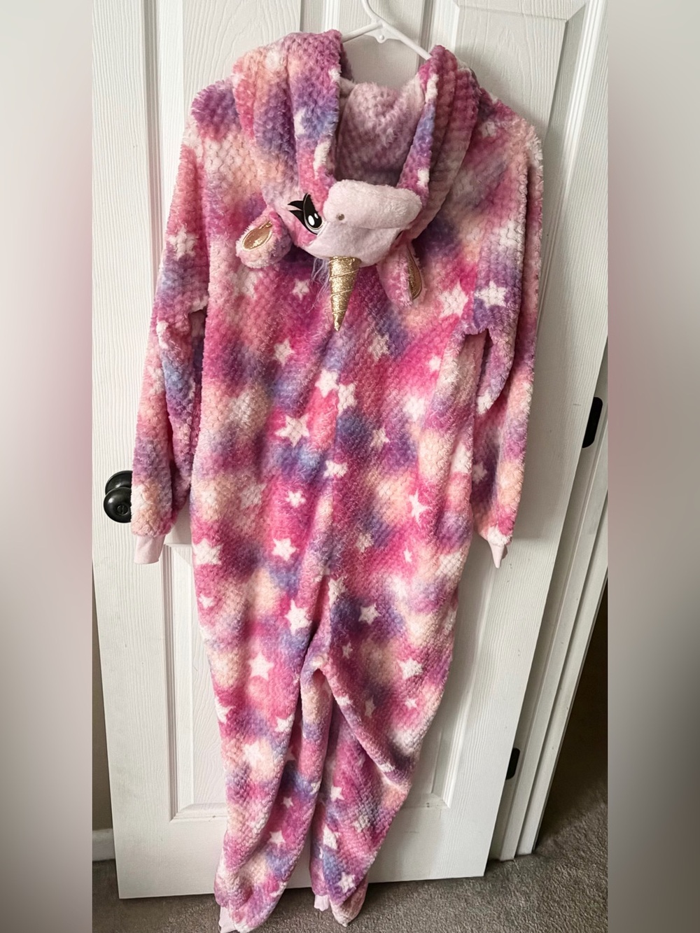 Celebrate Halloween Women’s Unicorn Onesie Cotton Candy Colored Size L 12-14